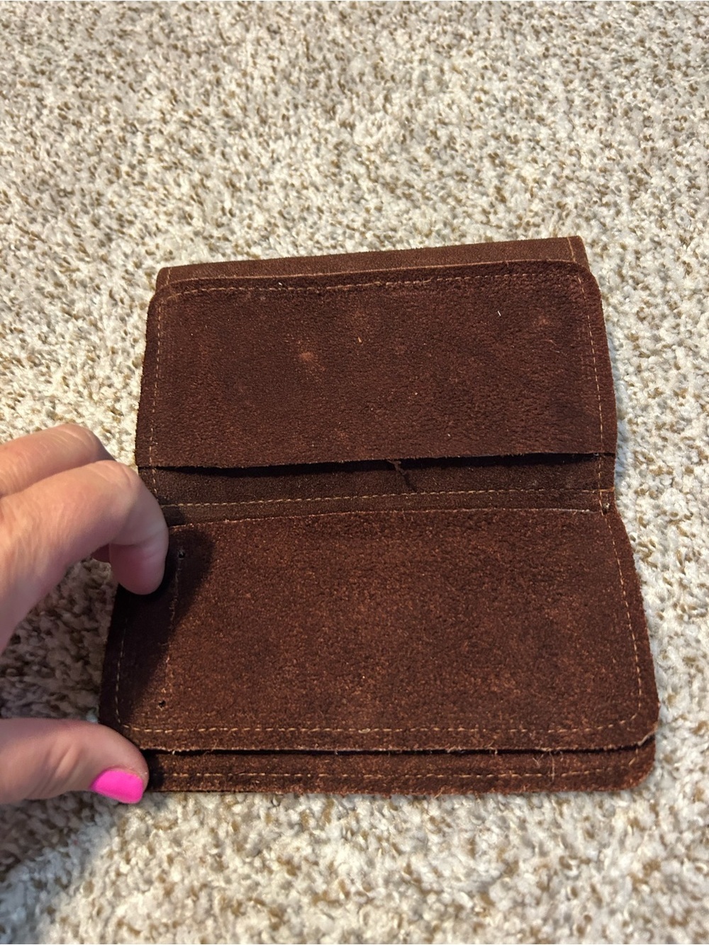 Custom Made Brown Suede Snap-Closure Wallet - Picture 3 of 5